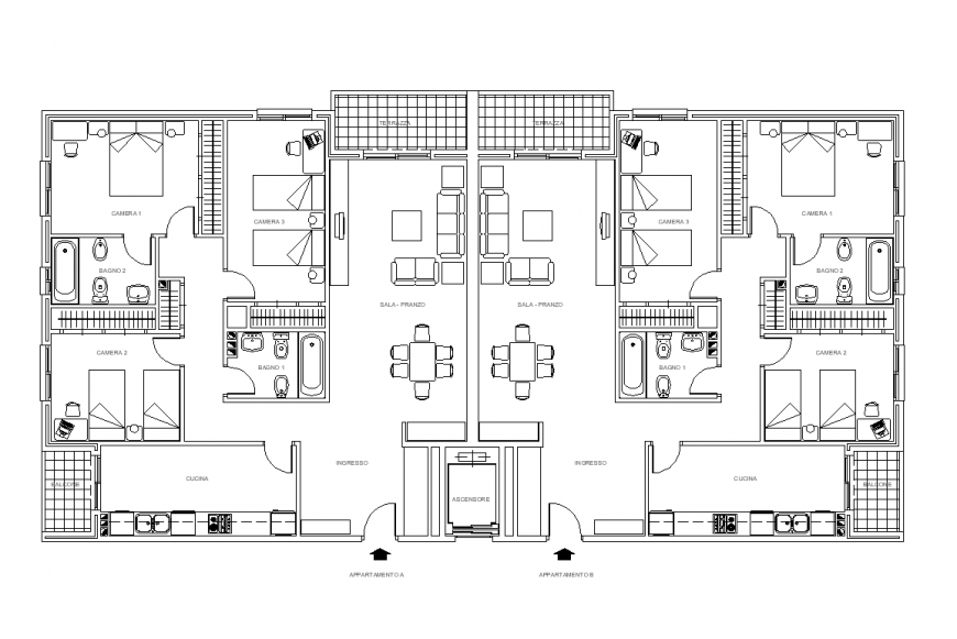House plan design part of architecture design dwg file