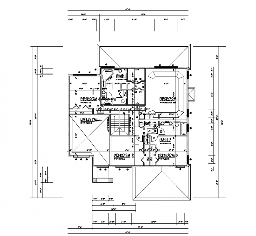 House plan design with architectural detail dwg file
