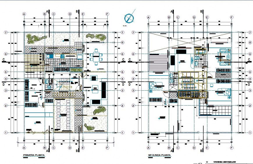 House plan detail 2d view CAD structural block layout file in autocad format