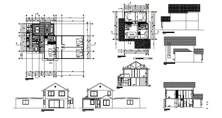 House plan details drawing plan elevation section autocad file