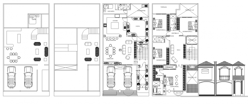 House plan drawing detail with furniture in dwg file.