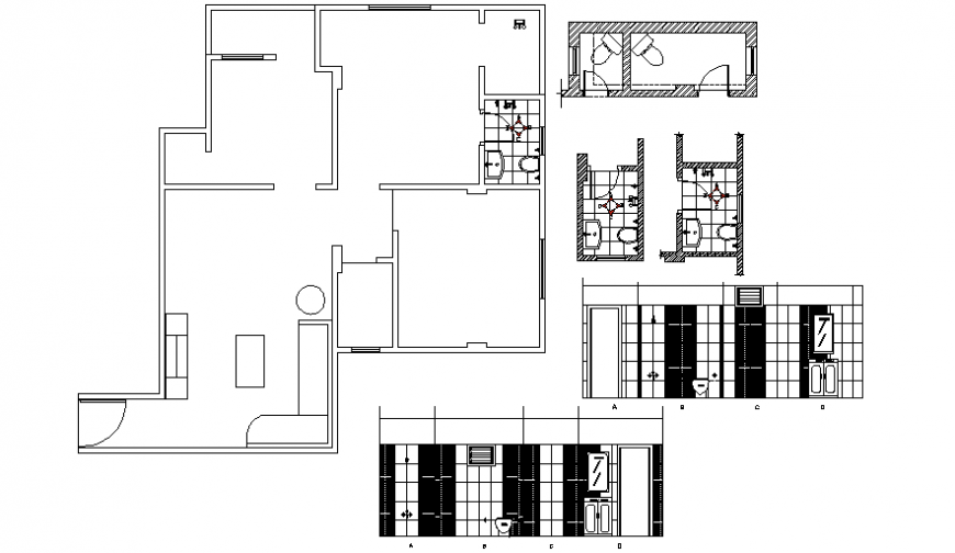 House plan drawings details with sanitary bathroom details in autocad