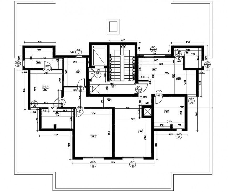 House plan with detail dimension in autocad