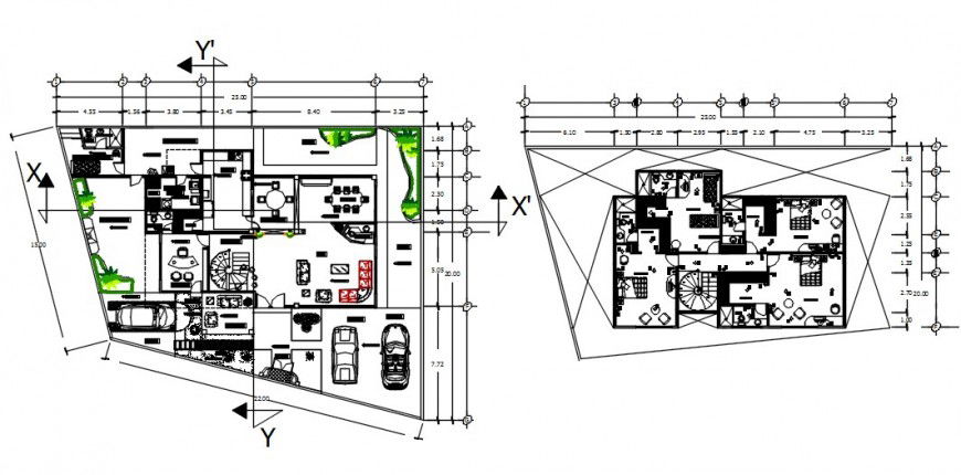 House plan with foyer and parking area autocad software