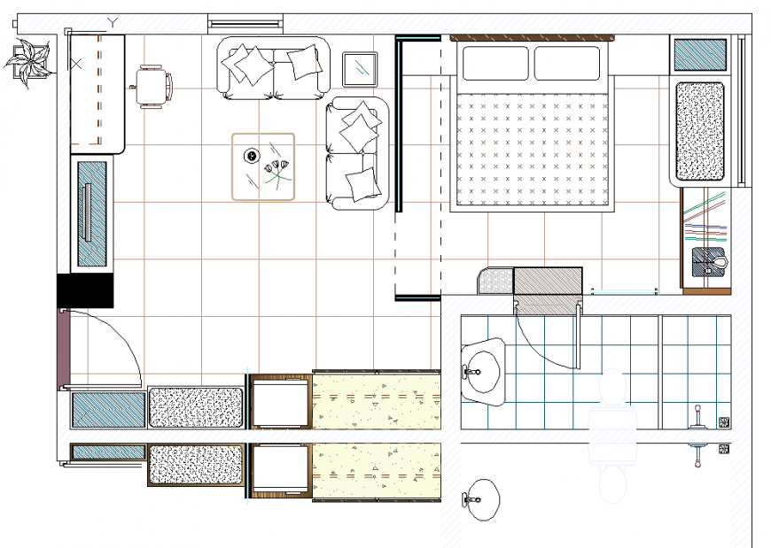 House plan with furnished detail dwg file.