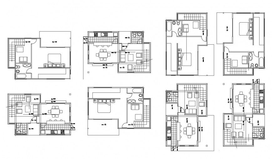 House plan with furniture blocks detail 2d view CAD block autocad file