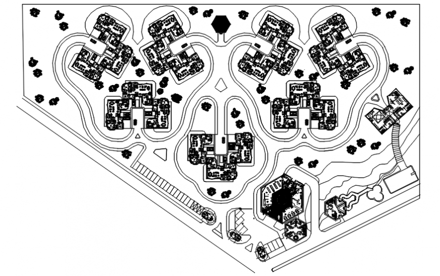 House plan with its circulation area with layout in AutoCAD file