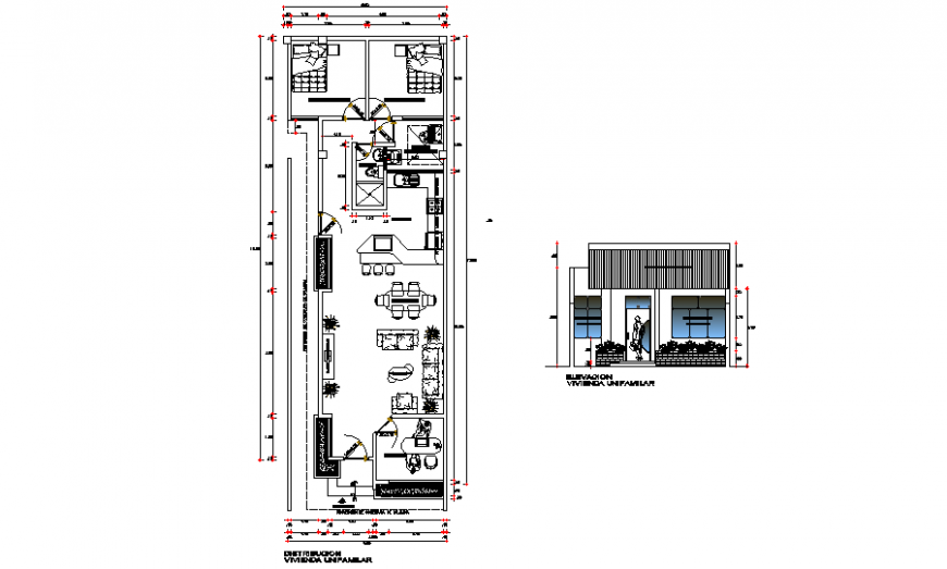 House plan with office plan drawing in dwg file.