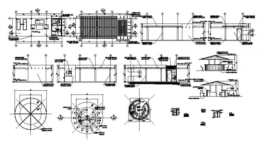 House pool all sided section, plan and structure drawing details dwg file