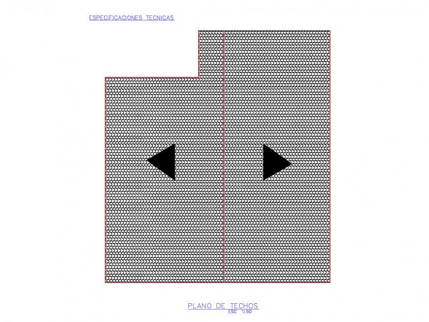House roof plan with technical specification cad drawing details dwg file