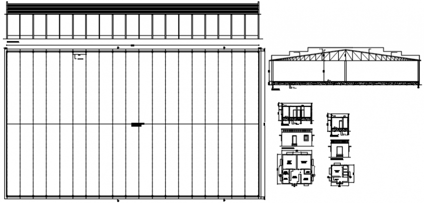 House roof section, cover plan and structure details dwg file