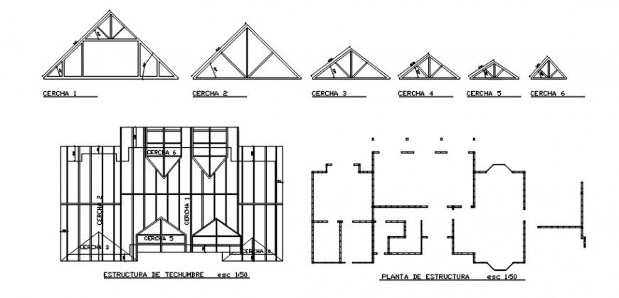House roof sections and structure plan cad drawing details dwg file