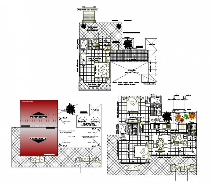 House room plan with architectural design dwg file