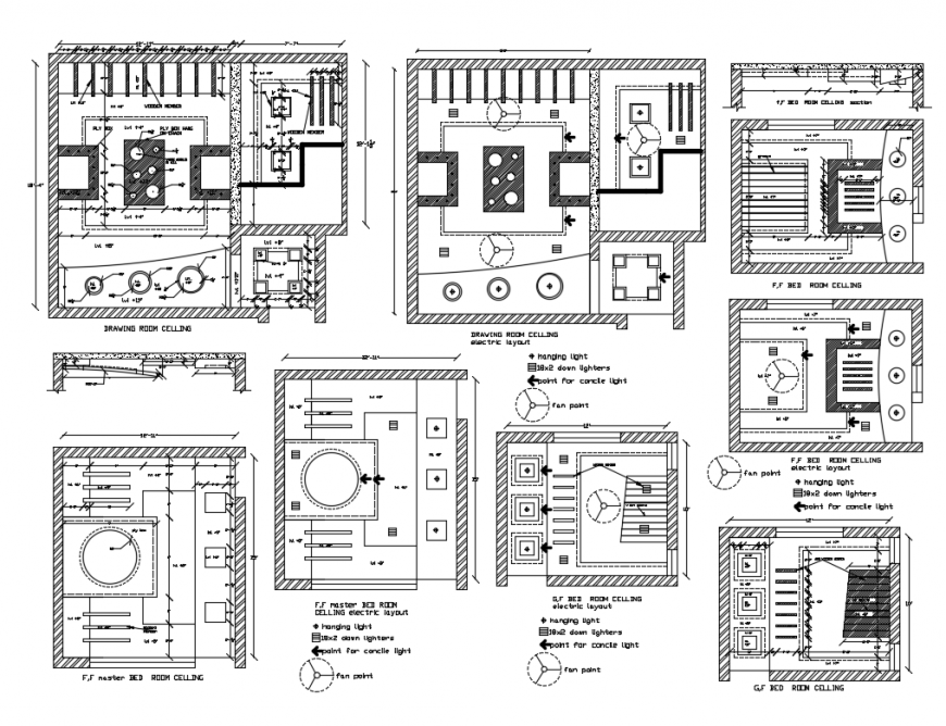 House rooms ceiling structure cad drawing details dwg file