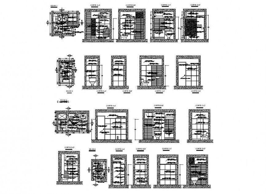 House sanitary section and installation details dwg file