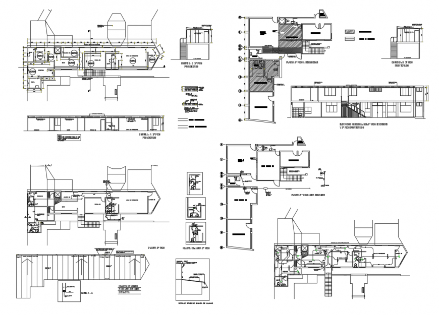 House section, sanitary section, plan, installation and drawing details dwg file