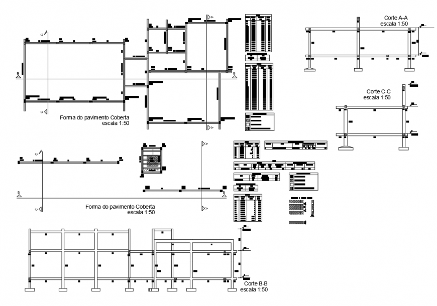 House section and constructive details dwg file
