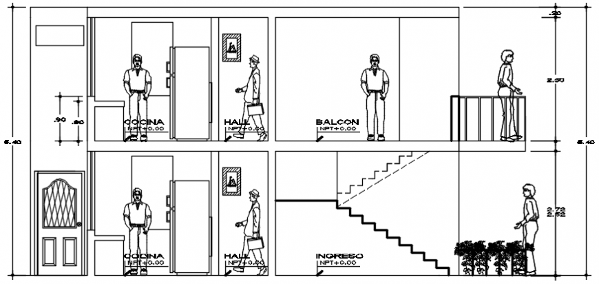 House sectional CAD drawings 2d view autocad software file