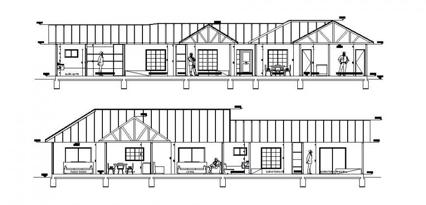 House sections details drawing in autocad