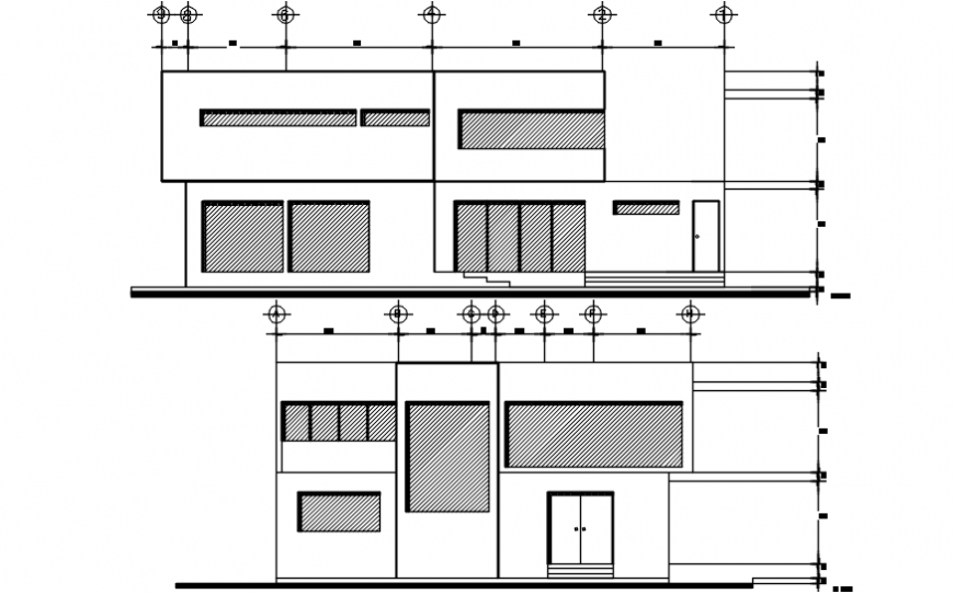 House simple front and back elevation cad drawing details dwg file