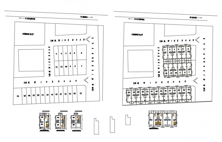 House site plan and Construction plan detail 2d view autocad file