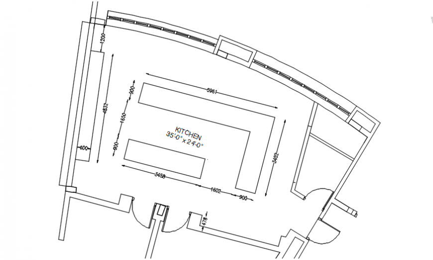 House small kitchen general layout plan cad drawing details dwg file