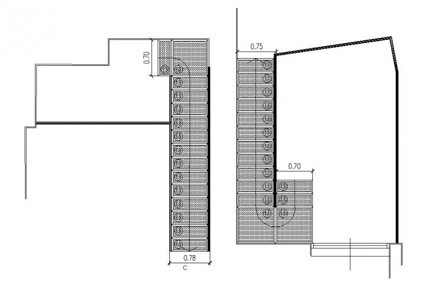 House staircase drawing section and construction drawing details dwg file