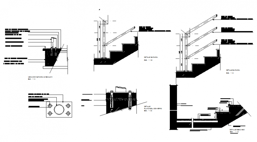 House stairways section and construction drawing cad details dwg file