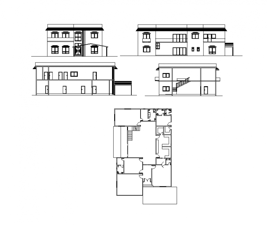 House structure detail elevation layout dwg file