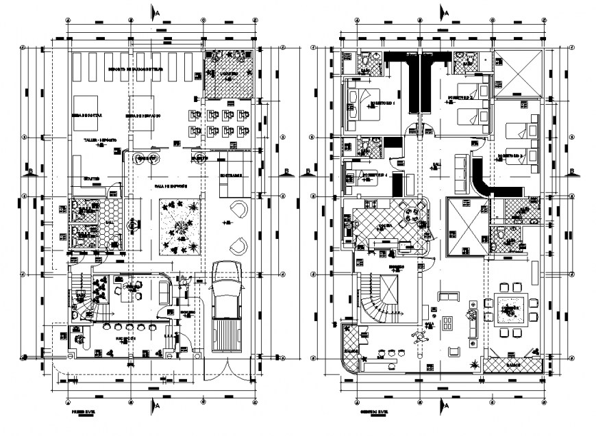 Detailed House Structure Plan 2D Layout CAD DWG File