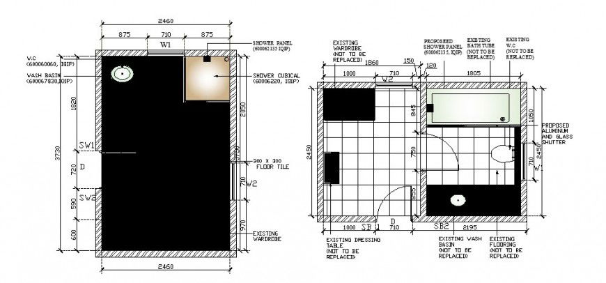 House toilet and bathroom top view layout plan cad drawing details dwg file