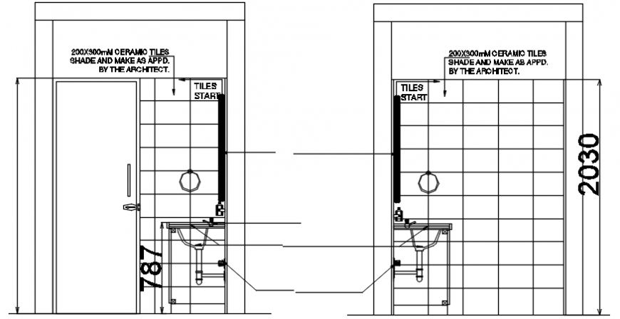 House toilet front and side section and installation details dwg file