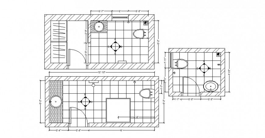 House toilet plans and installation cad drawing details dwg file