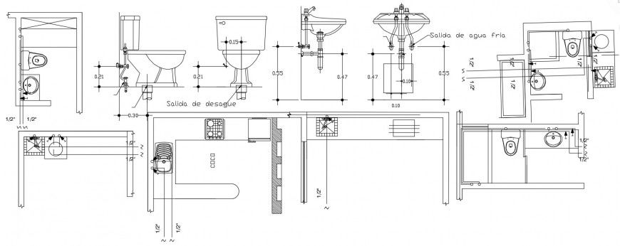 House toilet section and toilet sheet and basin installation details dwg file