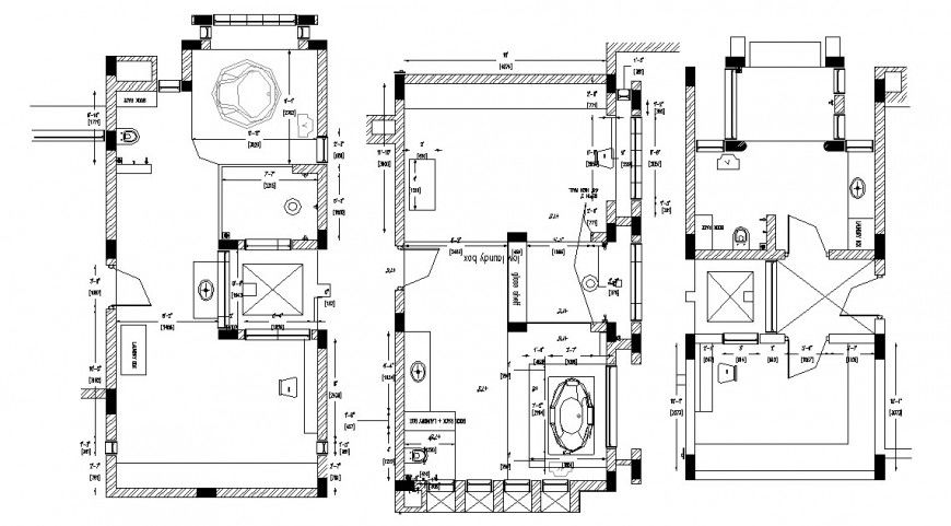 House toilets and bathrooms plan and sanitary installation drawing details dwg file