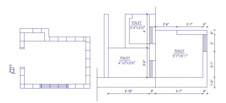 House toilets general layout plan cad drawing details dwg file