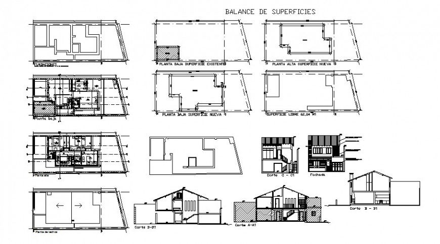 House units detail elevation, plan and sectional in autocad