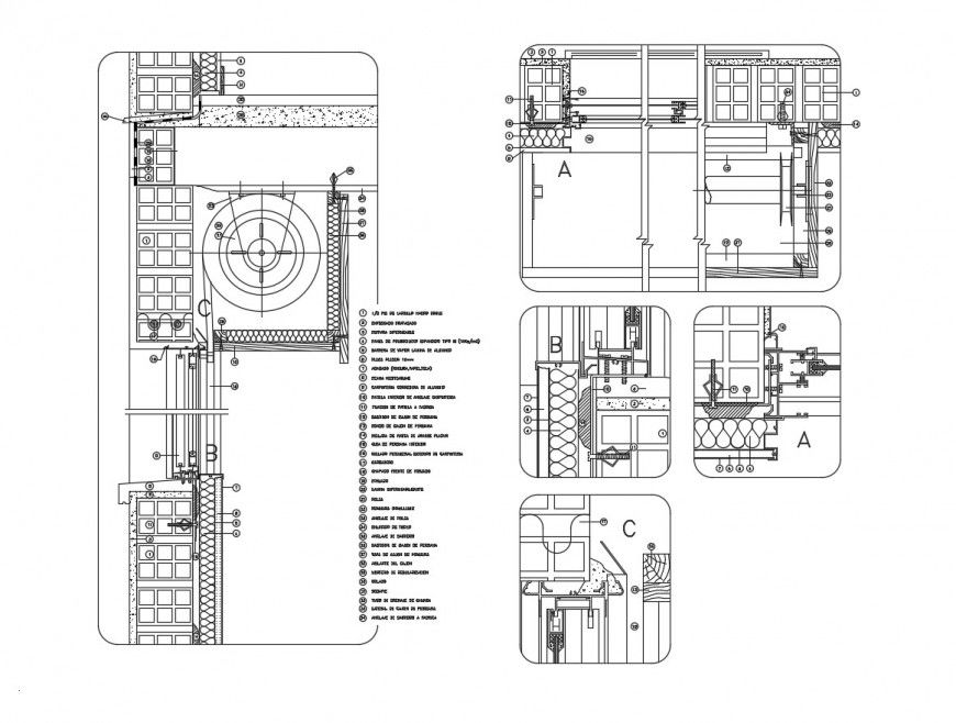 House window-scrolling blind installation details dwg file