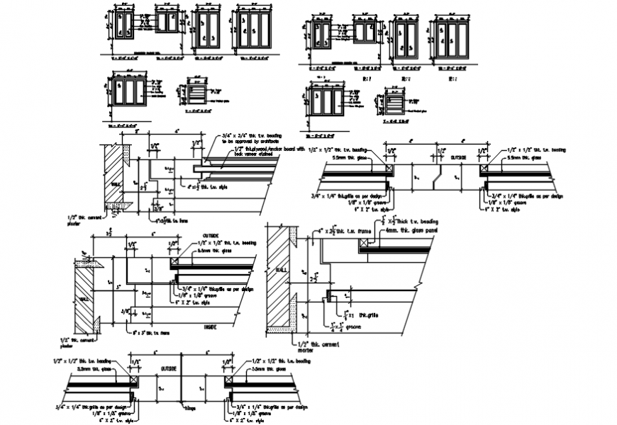 House windows elevations and joinery cad drawing details dwg file