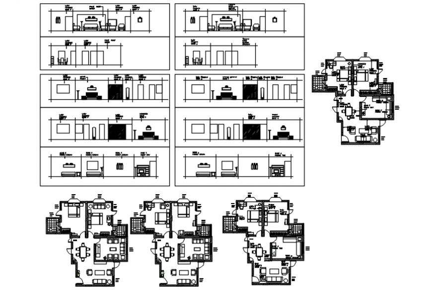 House with its furniture plan and elevation in AutoCAD file