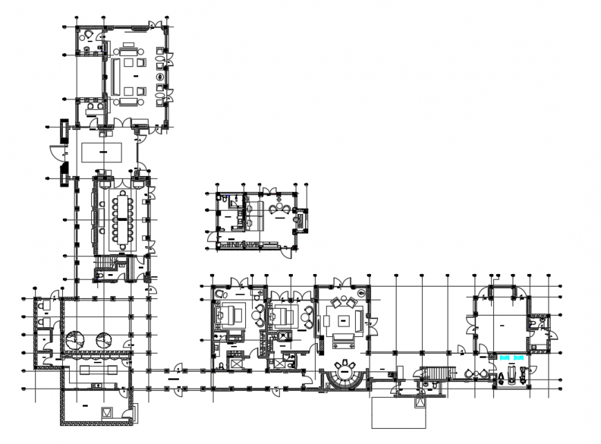 House with office layout plan and furniture layout plan cad drawing details dwg file