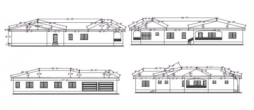 House with roof detail cad file