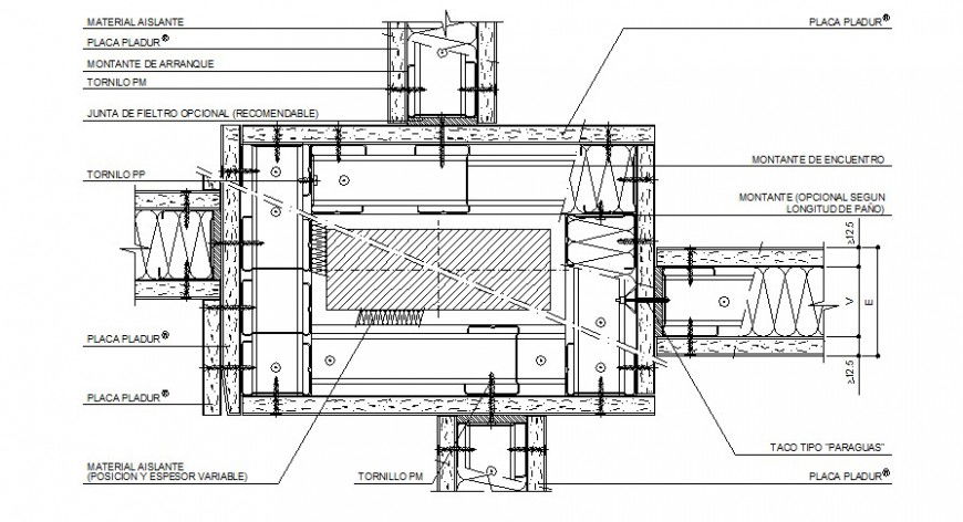 House wood door section, framing and installation details dwg file