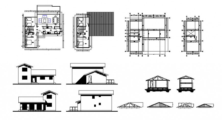 House working plan and elevation 2d view CAD block autocad file
