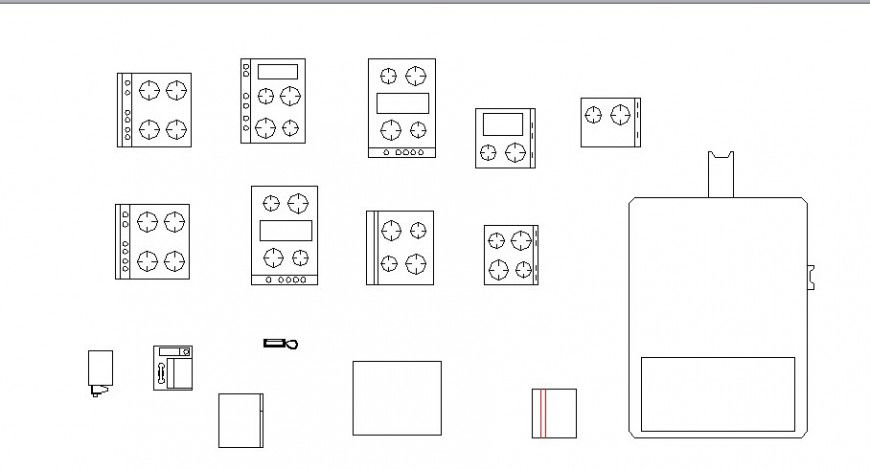 Household and kitchen furniture blocks cad drawing details dwg file