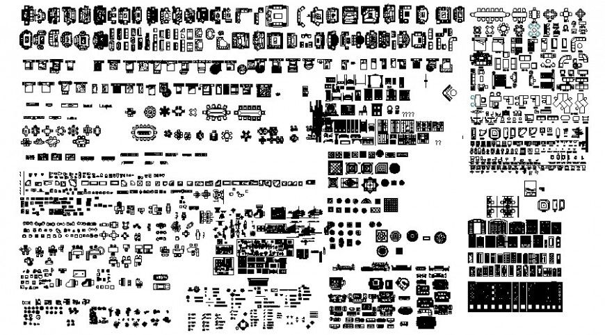 Household furniture blocks detail drawing in autocad