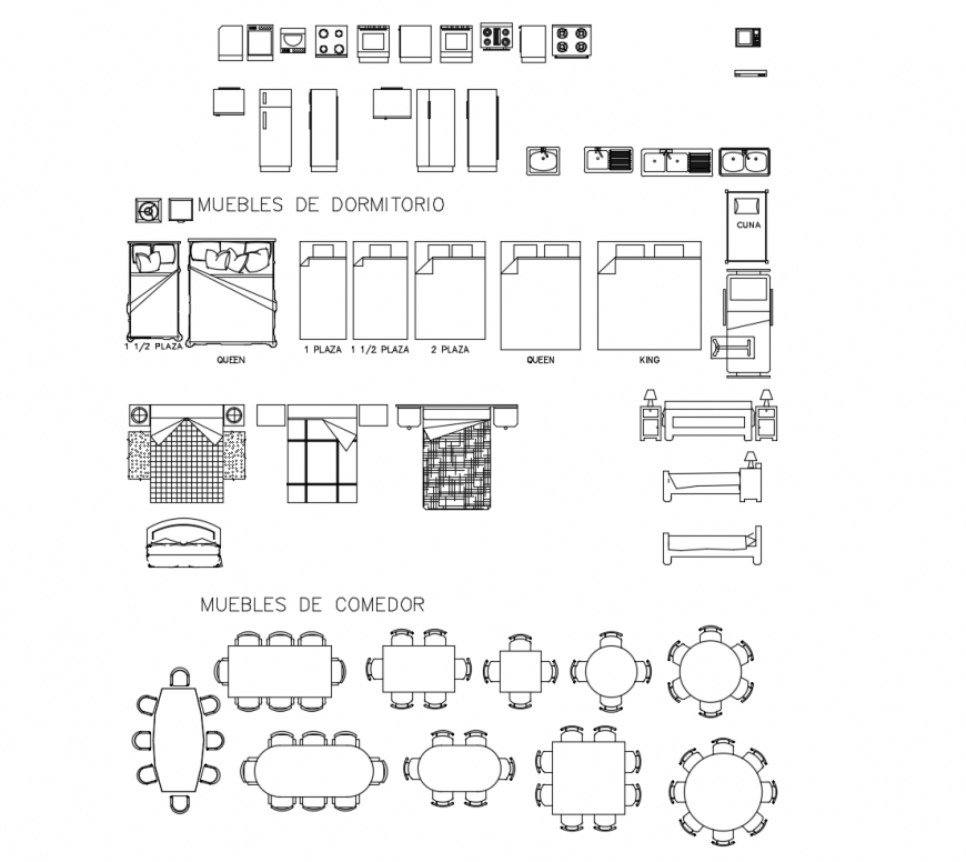 Household furniture blocks detail elevation dwg file