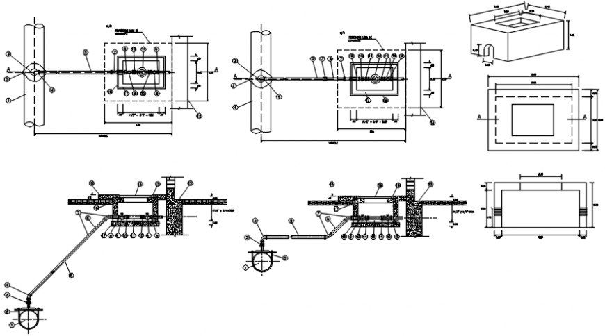 Household water connection and plumbing details dwg file
