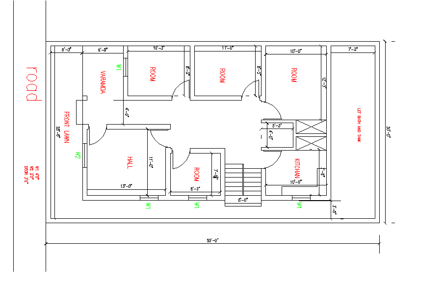 30'x55' House Plan Free Architectural Elevation Drawing File Set