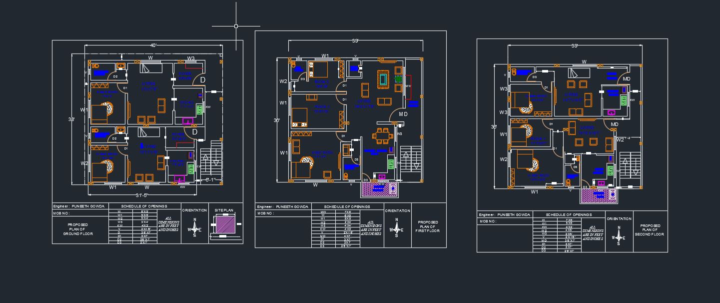 House Plan Drawing DWG File
